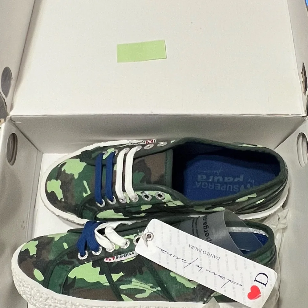NIB Superga Women's Size 7 1/2 Camo Dark Green‎ Sneaker 2750 Cotcamou Mega Paura